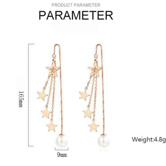 NEW 925 Sterling Silver Pearl Star Drop Earrings - Picture 8 of 8